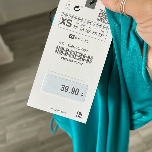 ZARA Satin silk cowl neck slip dress with buttons - Picture 5 of 7